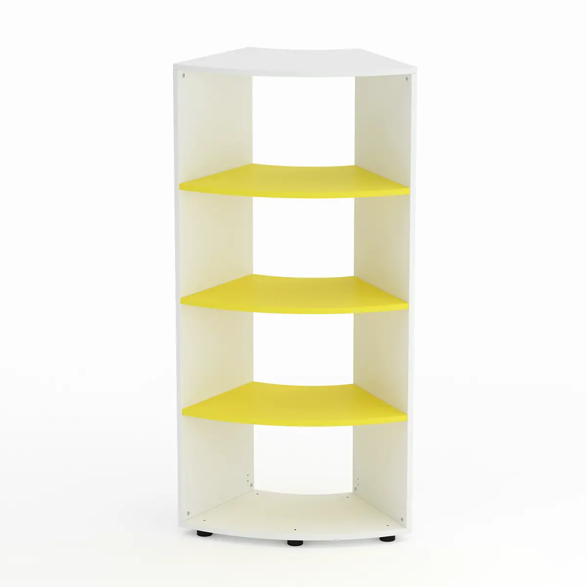 Mobile Scuola Kubò Bianco Curvo 60 Gradi H 150 cm. Ripiani Giallo - Conforme CAM - Arredo scuola dell'obbligo