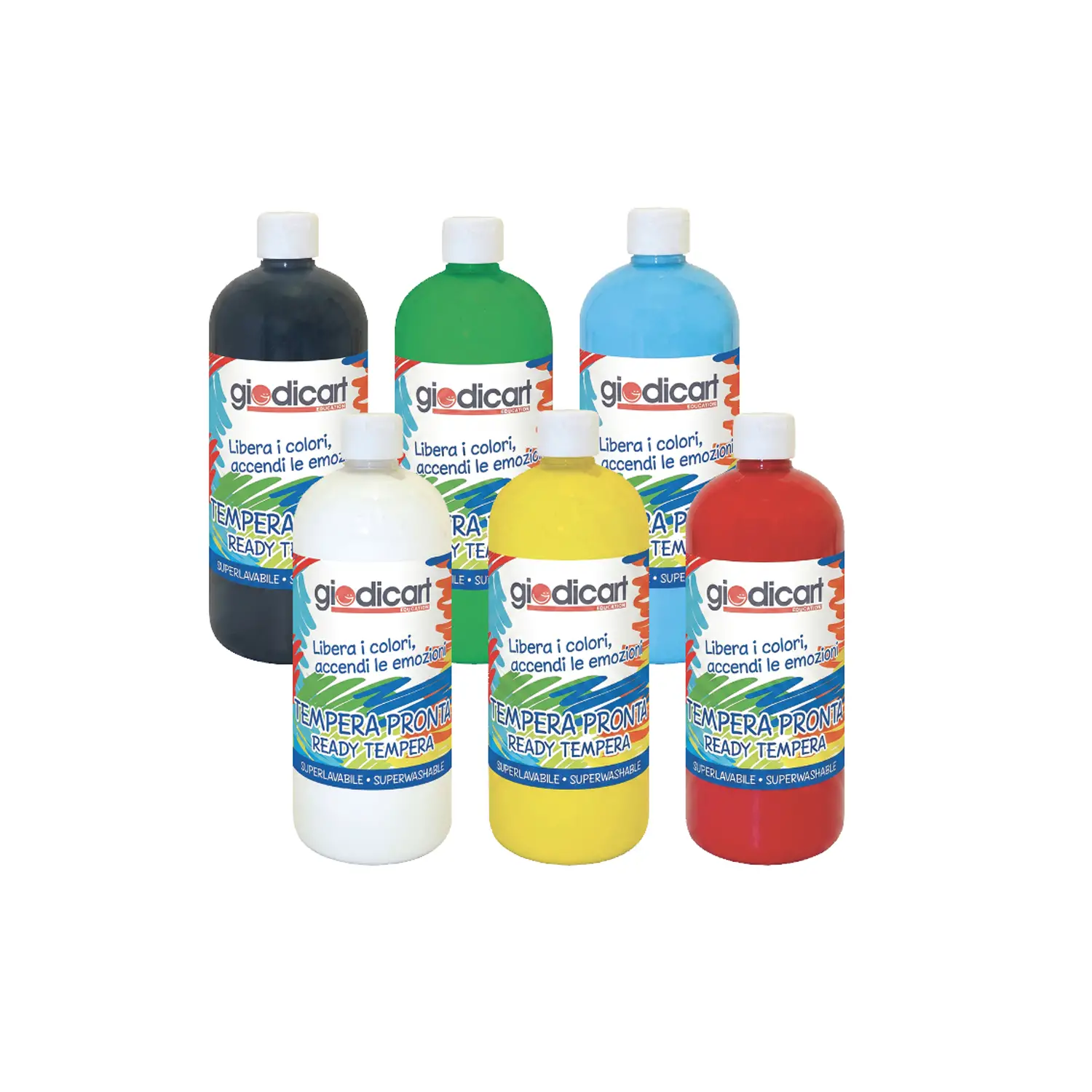 Tempera Giotto Giodicolor 1000 ml – Set 6 Colori Superlavabili - Tempere