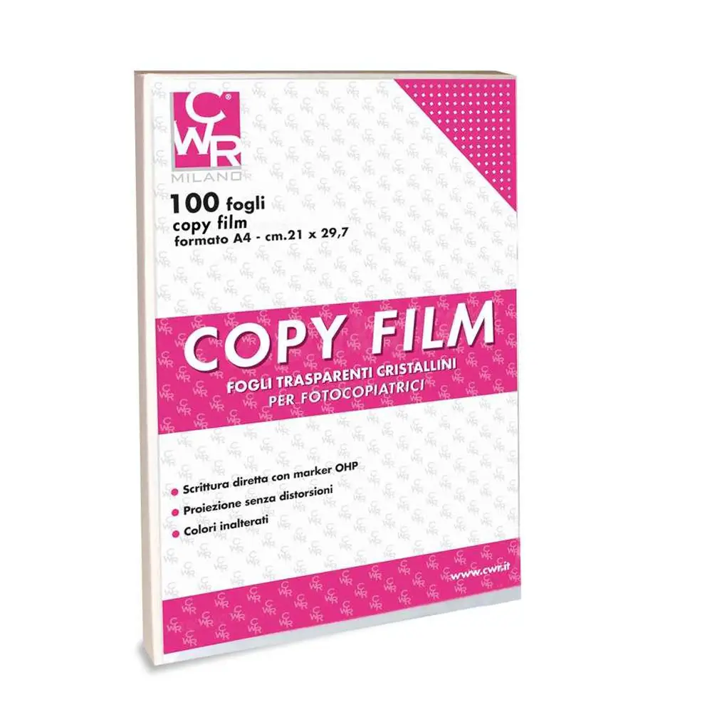 Acetato Trasparente Fotocopiabile CWR A4 – 100 Fogli per Stampa, Presentazioni e Documenti - Rilegare e Plastificare