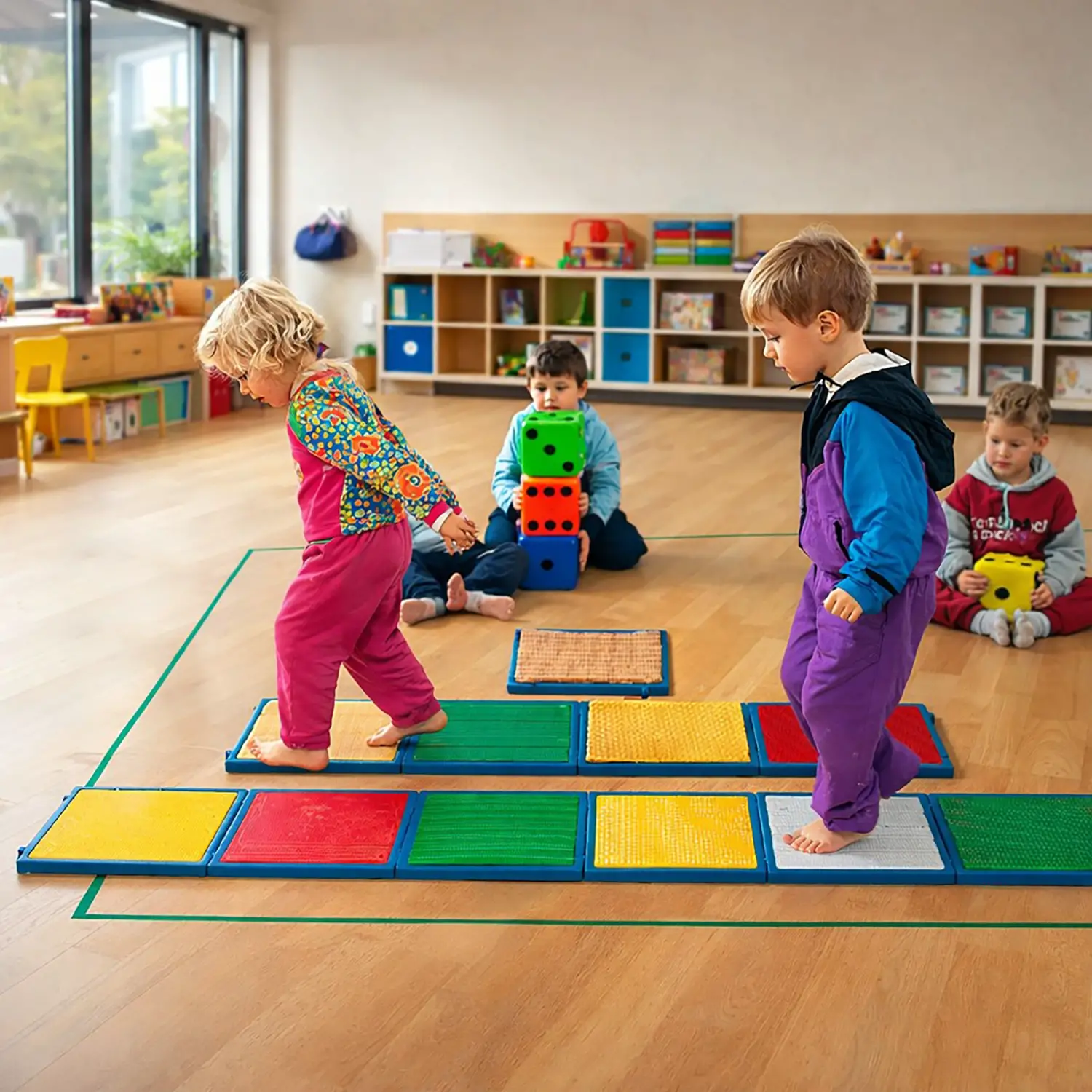 Grande Percorso Sensoriale – 12 Basi + 10 Piastrelle Tattili - Sviluppo sensoriale