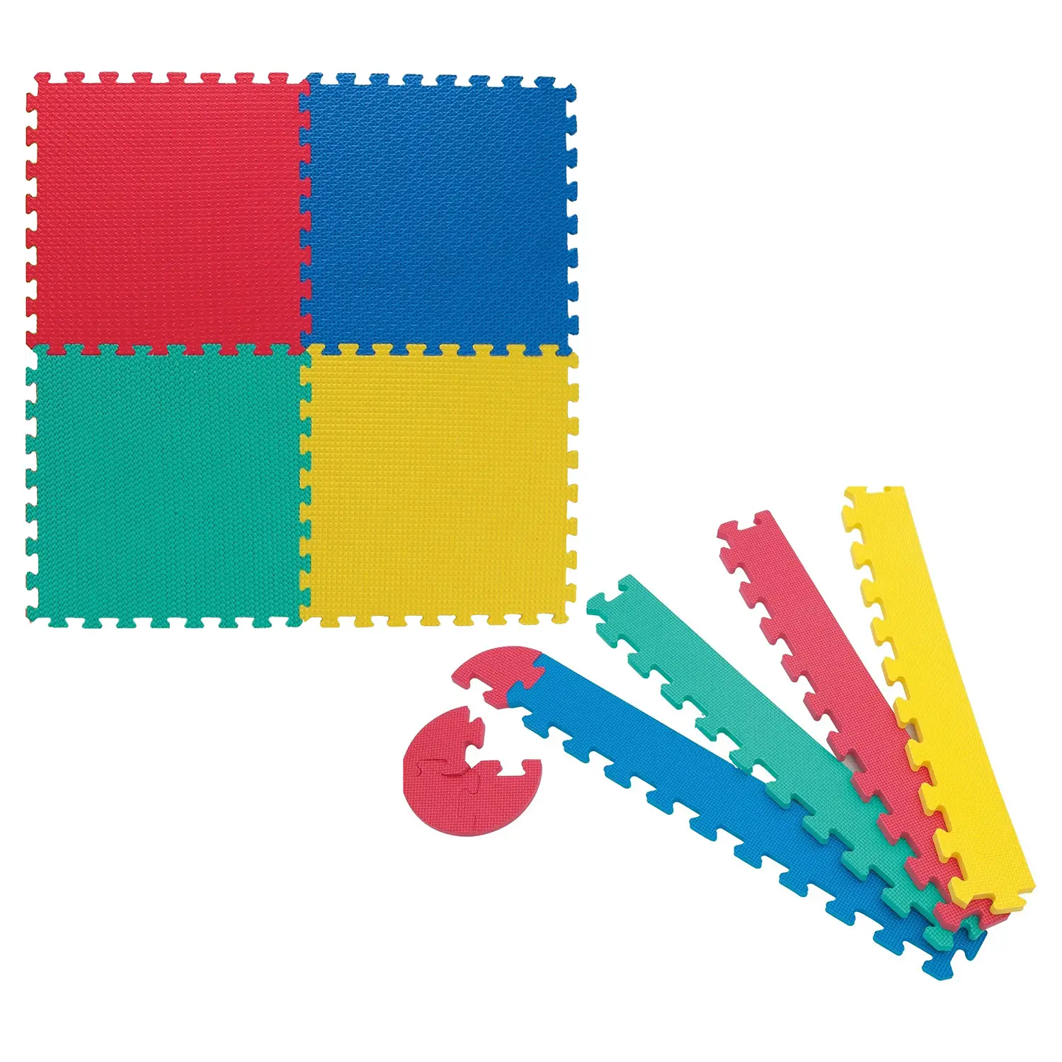 Set 4 Tappetini Puzzle in EVA Multicolor 120x120 cm con Bordi e Angoli - Tappeti per il gioco