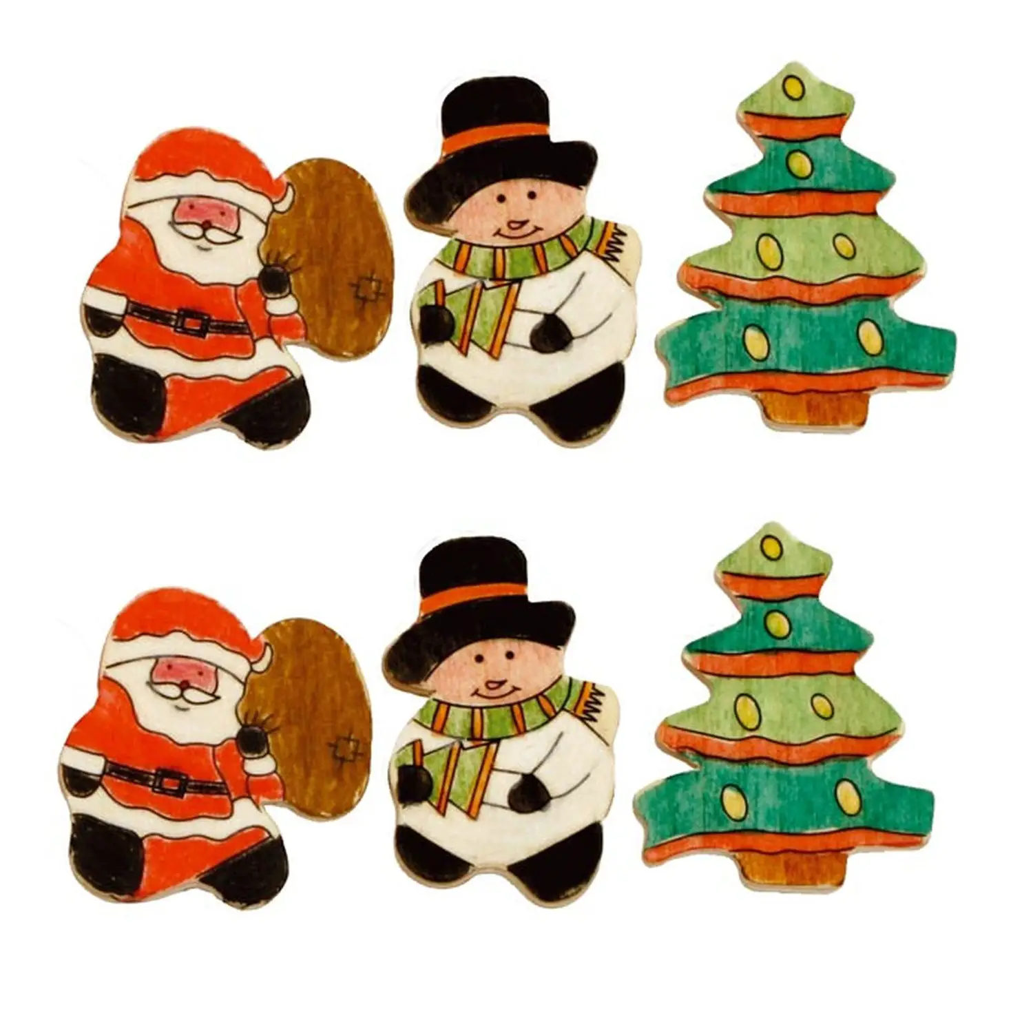 Clips Fermafogli Natalizi in Legno 3 x 4 cm - 6 Pezzi Assortiti - Soggetti in legno