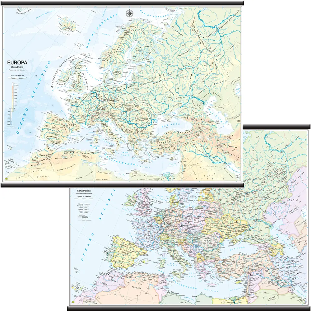 Carta Geografica Europa – Cartina Murale Fisica e Politica - Geografia e scienze naturali