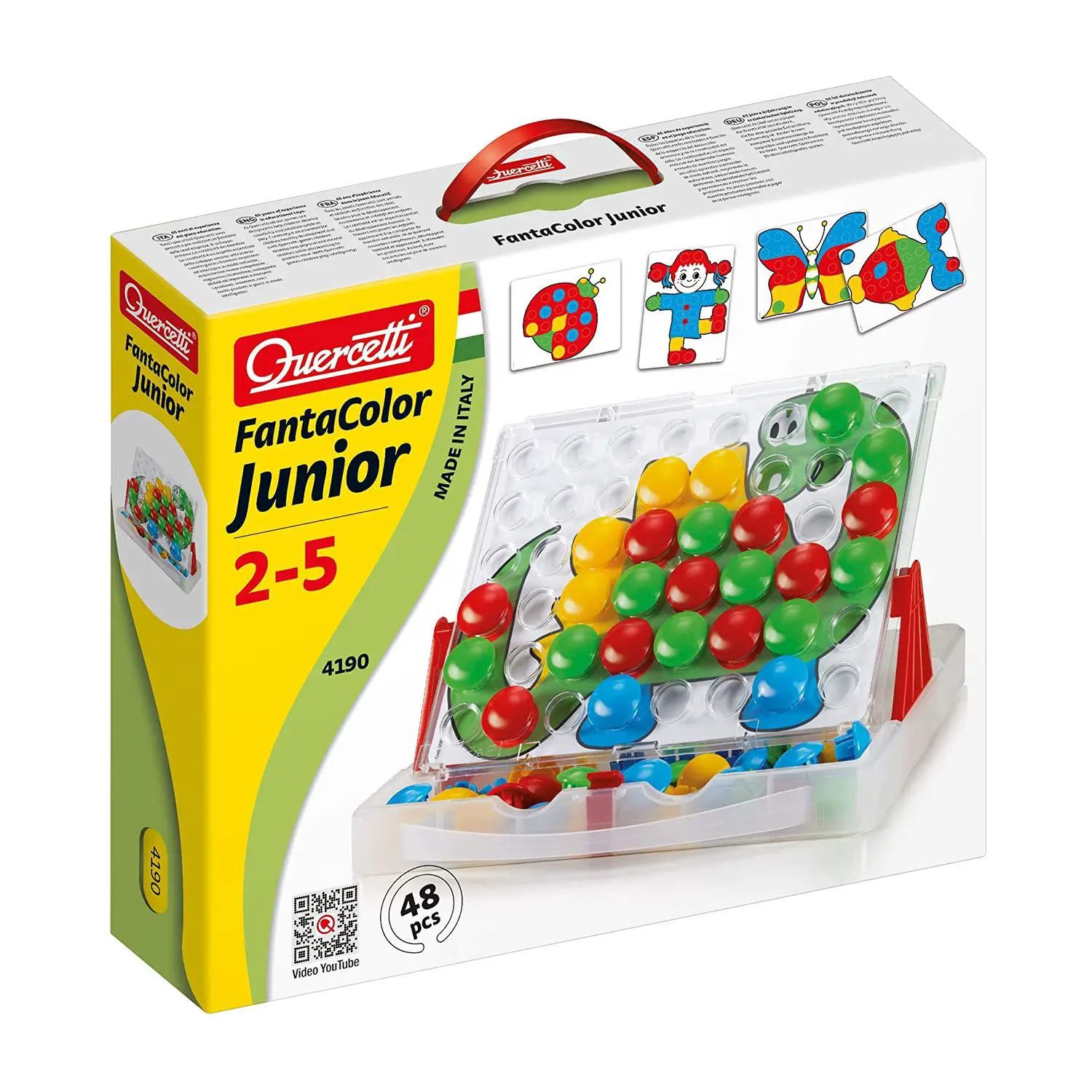 Quercetti Fantacolor Junior - Gioco Mosaico Creativo per Bambini - Mosaici, forme e colori