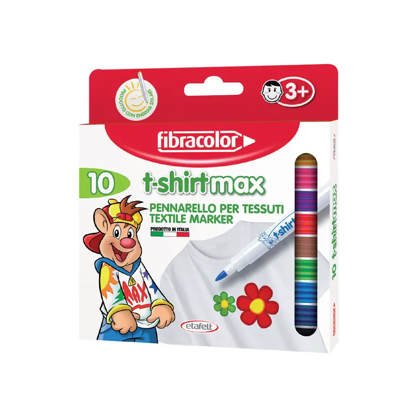 Fibracolor T-Shirt Max Pennarelli – Set 10 Pennarelli per Personalizzare Tessuti - Pennarelli
