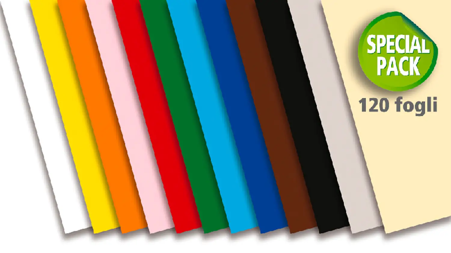 Cartoncino Colorato Premium Liscio cm. 70x100 Pacco Scuola Base 120 fogli - Carta e cartoncino