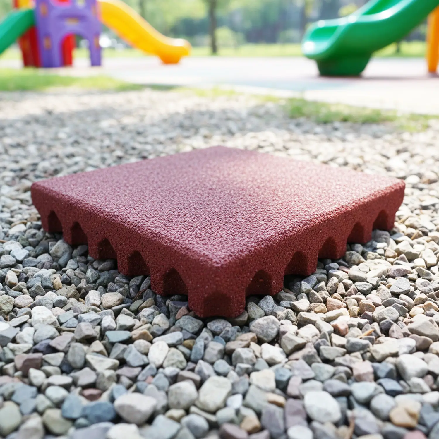 Pavimento Antitrauma con Spinotti Rosso 40mm - 100x100 cm - Playgrounds e giostre