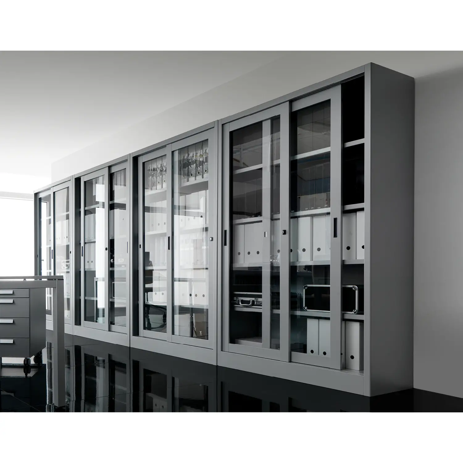 Armadio Metallico 2 Ante in Vetro 120 cm. - Conforme CAM - Accessori ufficio