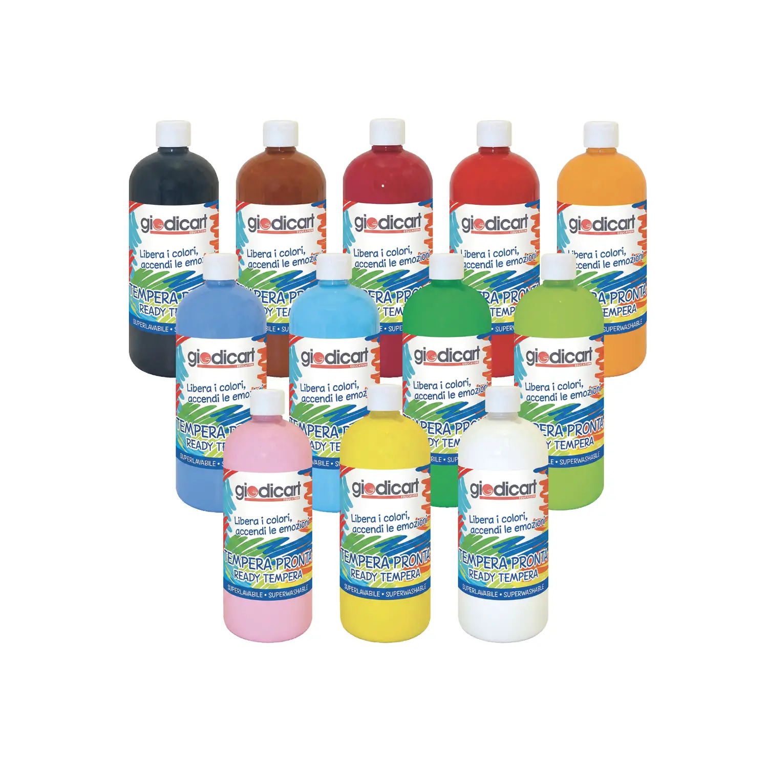 Tempera Pronta Giodicolor 1000 ml Set 12 Flaconi - Tempere