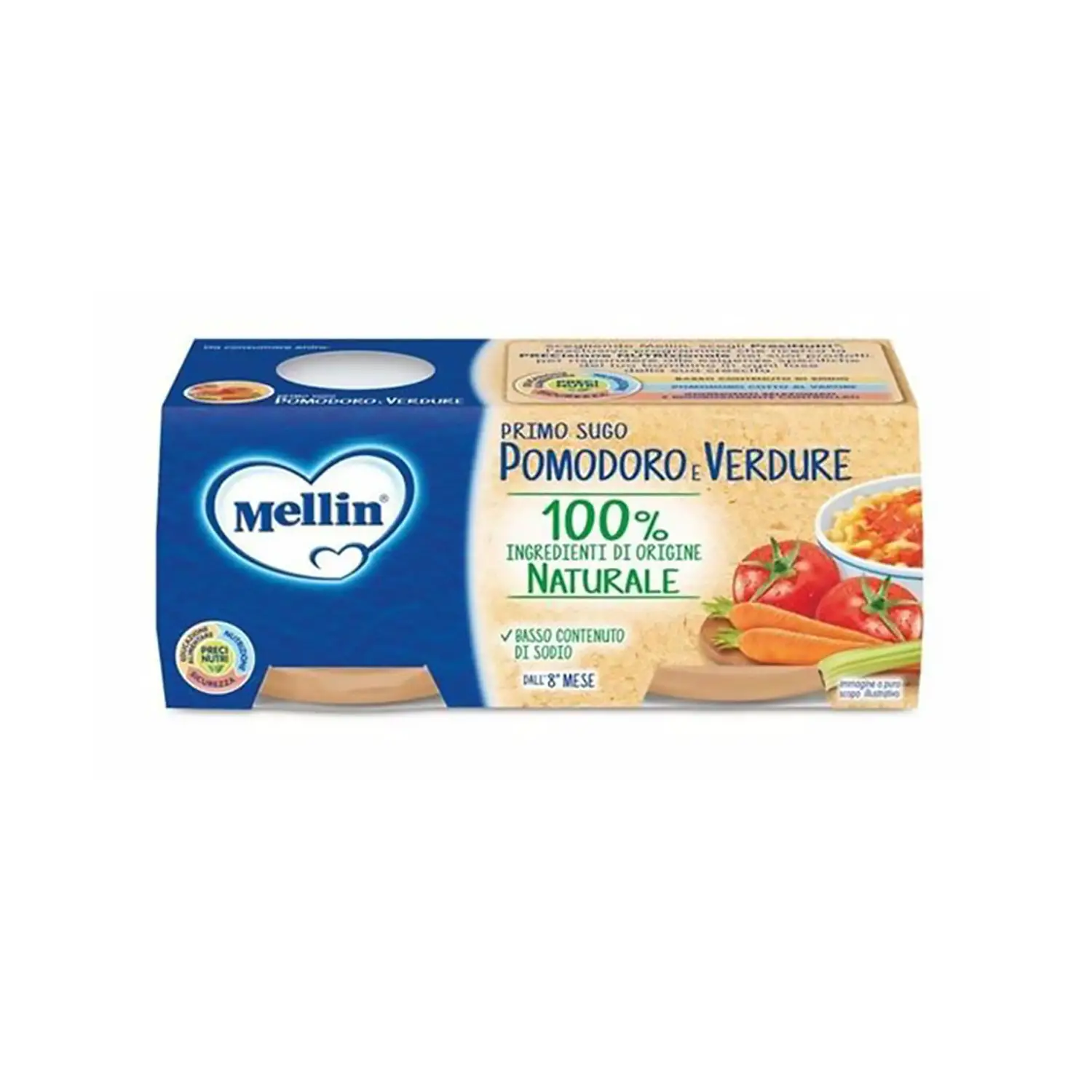 Mellin Omogeneizzato Primo Sugo Pomodoro e Verdure 2 x 80 g - brodi, passati,sughi e condime