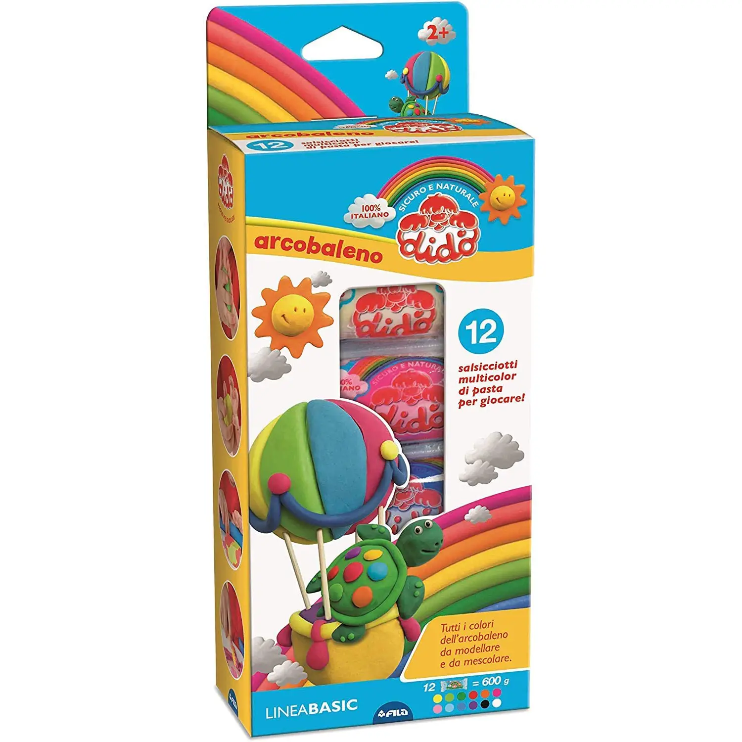 Didò Arcobaleno – 12 Salsicciotti di Pasta Modellabile Colorata - Paste per modellare