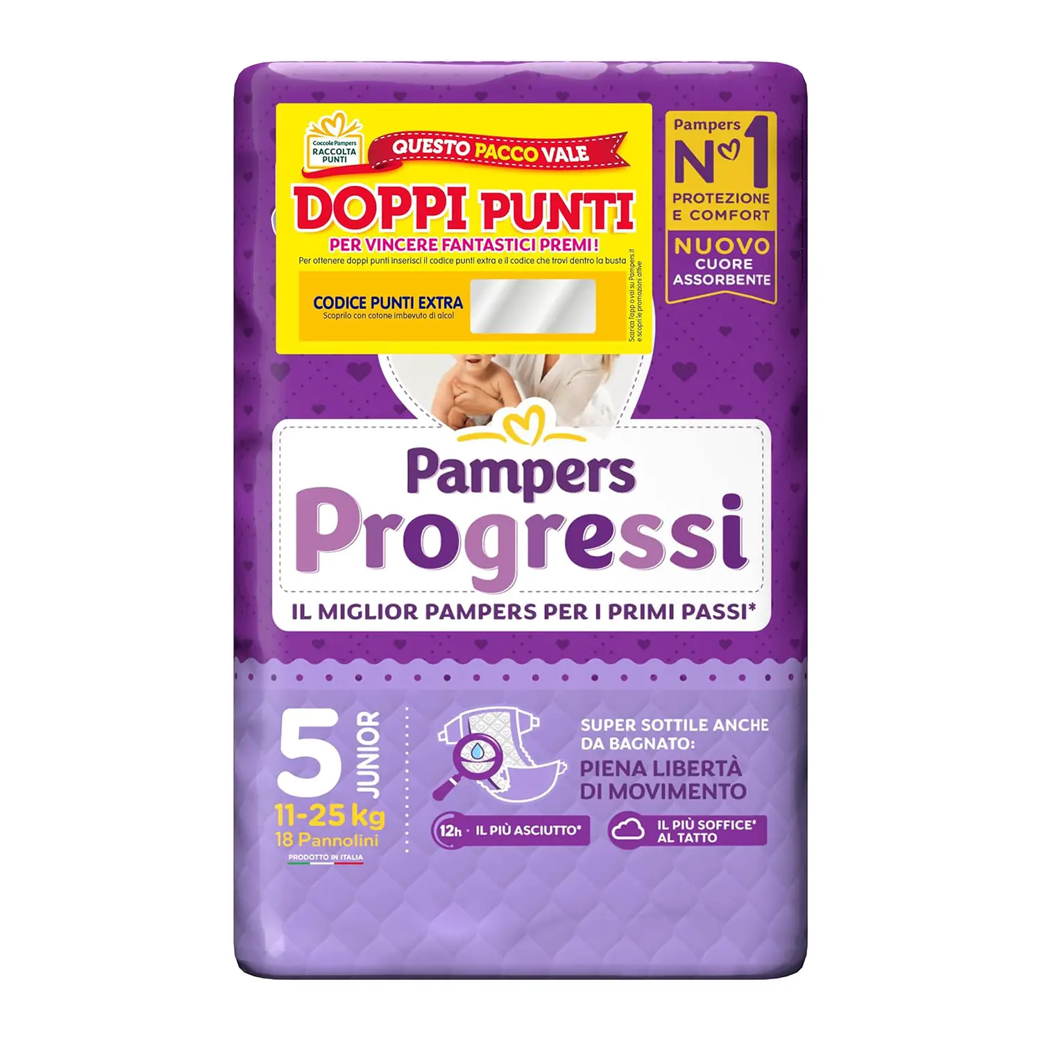 Pannolini Pampers Progressi - Taglia 5 - 11-25 Kg - 18 Pezzi - pannolini e salviettine