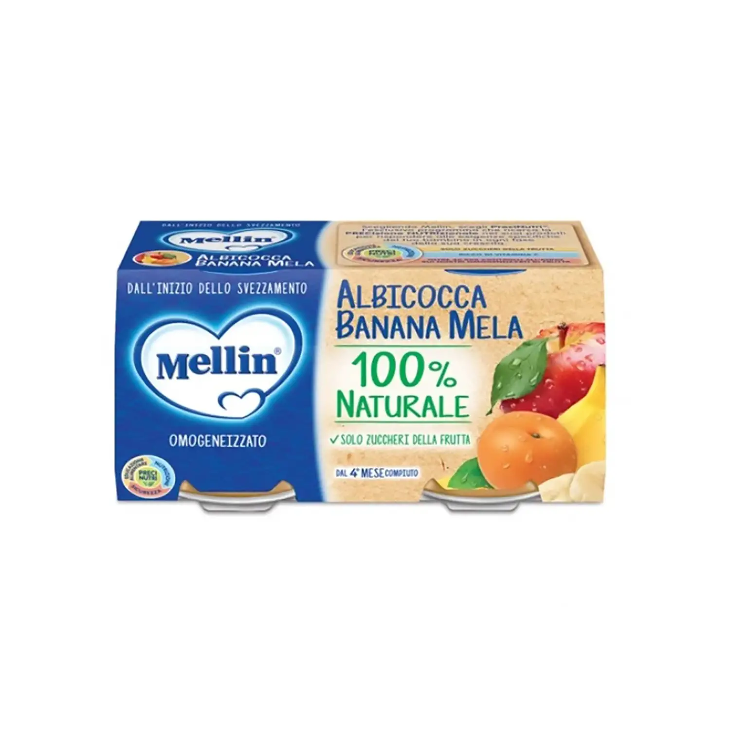 Omogeneizzato Frutta gr.100x2 Albicocca Mela Banana - omogeneizzati
