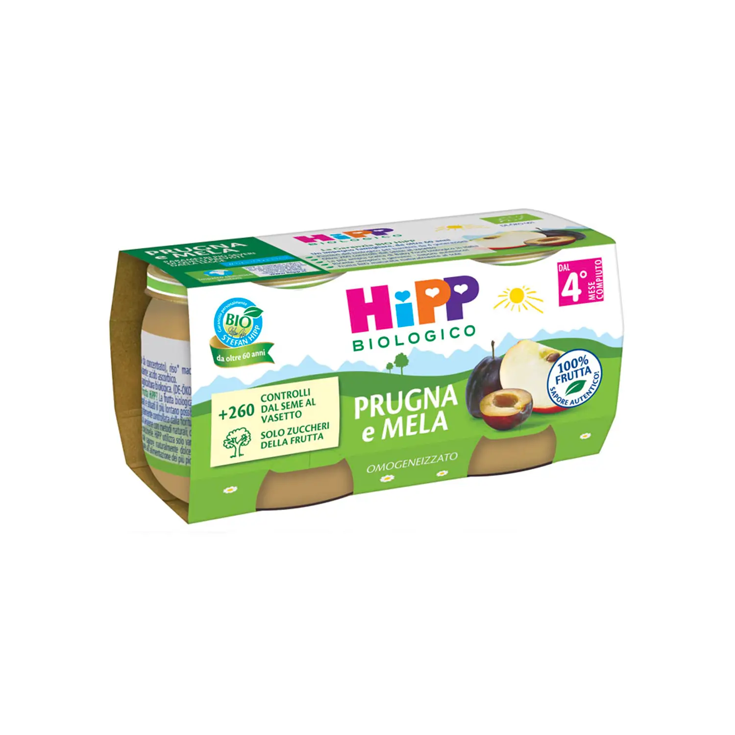 Omogeneizzato Frutta Bio gr.80x2 Prugna Mela - omogeneizzati