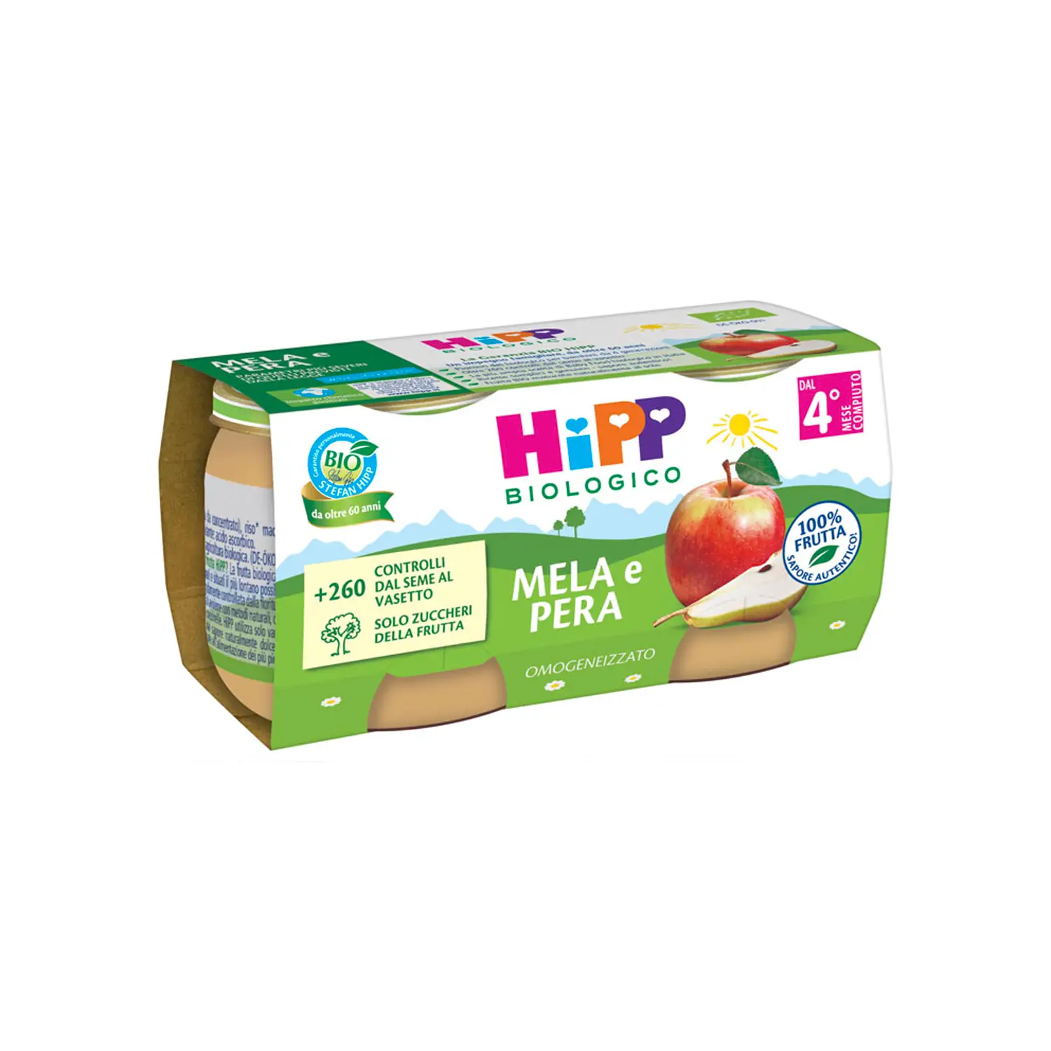 Omogeneizzato Frutta Bio gr.80x2 Mela Pera - omogeneizzati