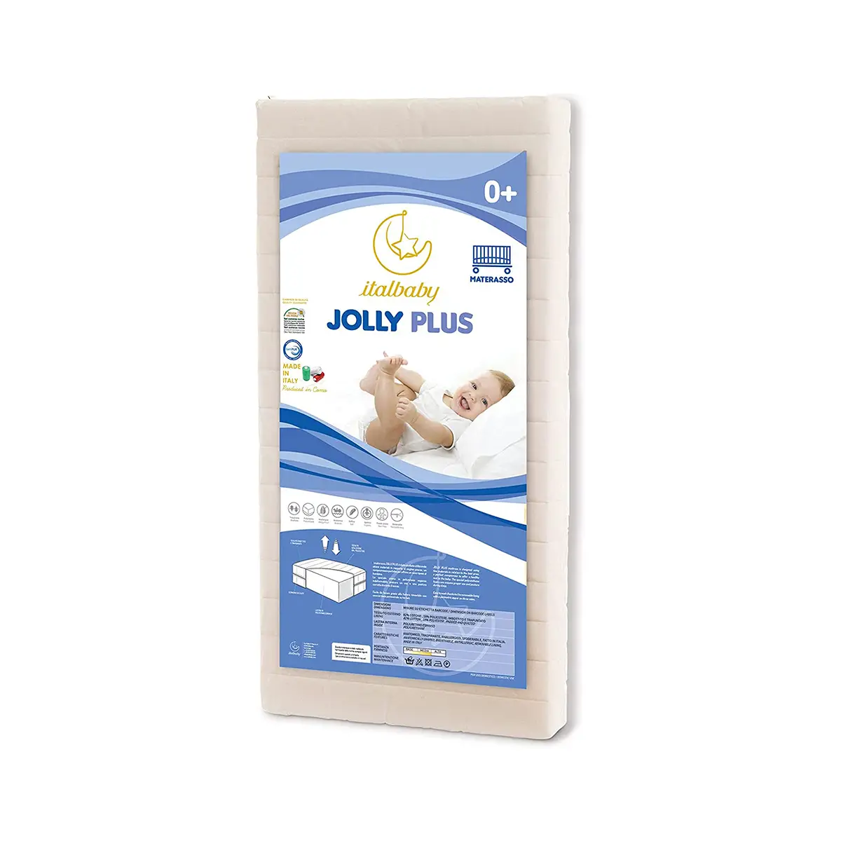 Materasso Jolly Plus Sfoderabile per Lettino Baby – 125x60 cm, Comfort e Sicurezza - Zona Nanna