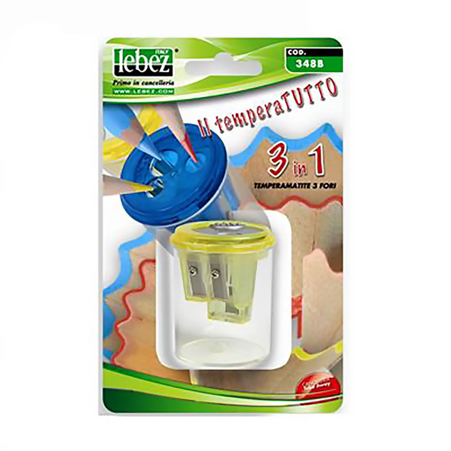 Temperamatite 3 Fori con Contenitore - Matite Temperini Gomme