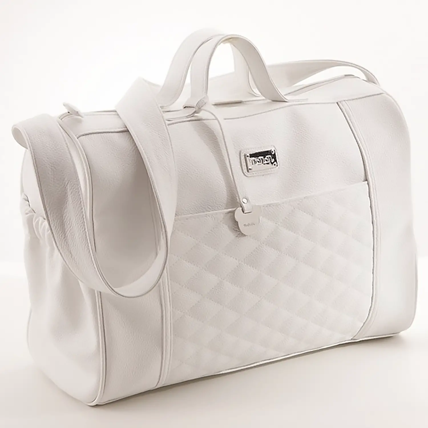 BORSA DA PASSEGGIO TRAPUNTATA IN ECOPELLE BIANCA NANAN - borse e zaini