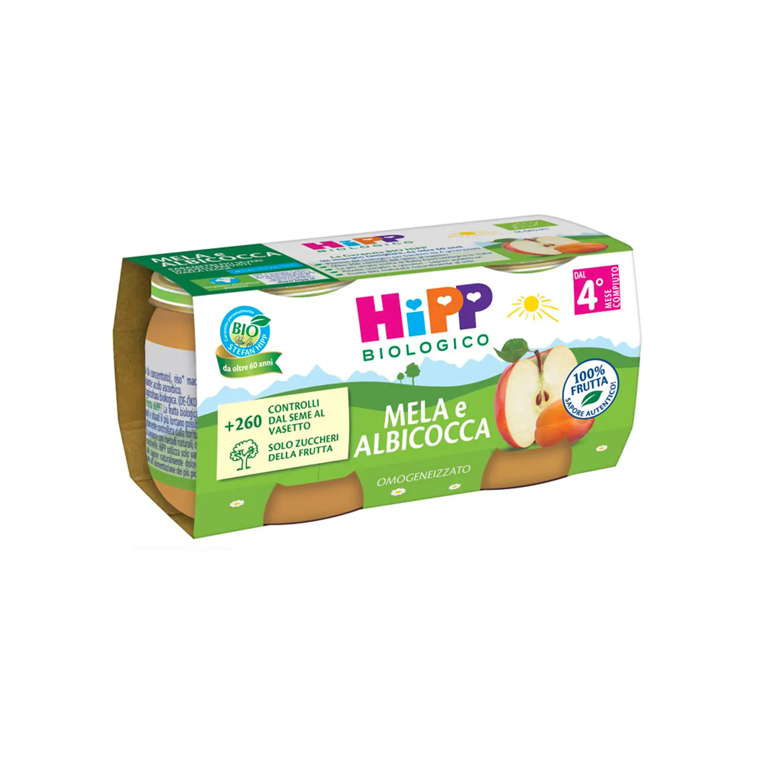 Hipp Omogeneizzato Frutta Bio gr.80x2 Albicocca Mela - omogeneizzati