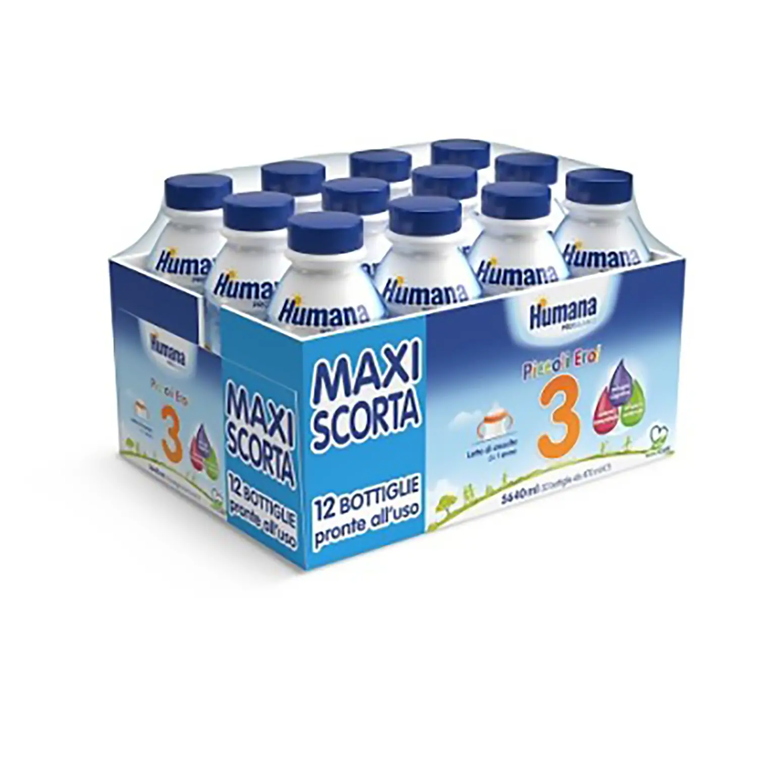 Humana Latte 3 ProBalance Liquido 12 x 470 ml – Latte di Crescita 12+ Mesi - latti artificiali