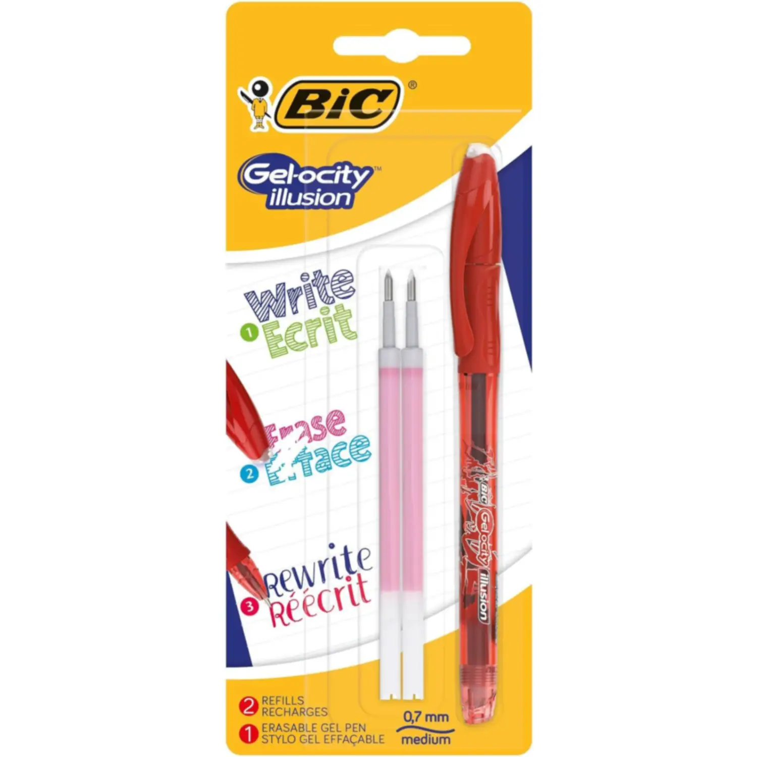 Penna Bic Gelocity Illusion Rosso Bl.1+2 Refills - penne pennarelli ufficio