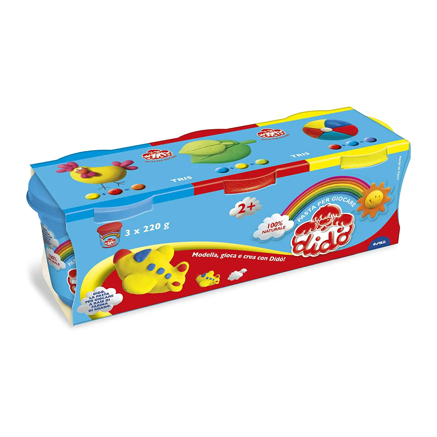 Pasta Didò Giotto Tris – 3 Vasetti da 220g (Giallo, Rosso, Cyan) - Paste per modellare