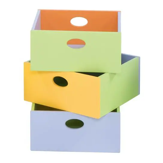 Contenitori in Legno per Giocattoli e Colori Set 3 Medi - Arredo Nido e Infanzia