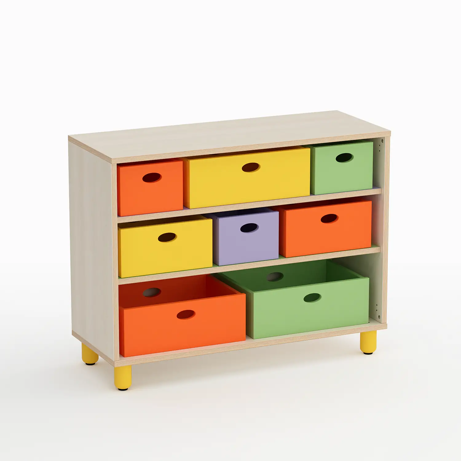 Mobile Scuola Infanzia Onda con Cassette Altezza 80 cm. conforme CAM - Arredo Nido e Infanzia
