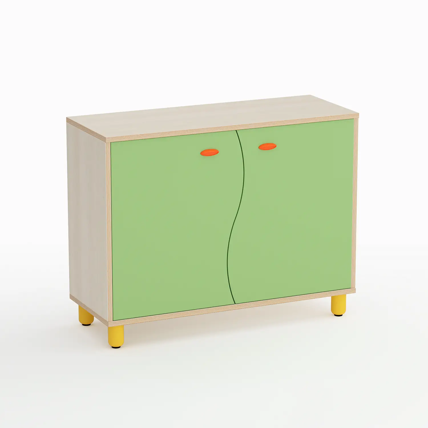 Mobile Scuola Infanzia Onda a 2 Ante Altezza 80 cm. Verde - Conforme CAM - Arredo Nido e Infanzia