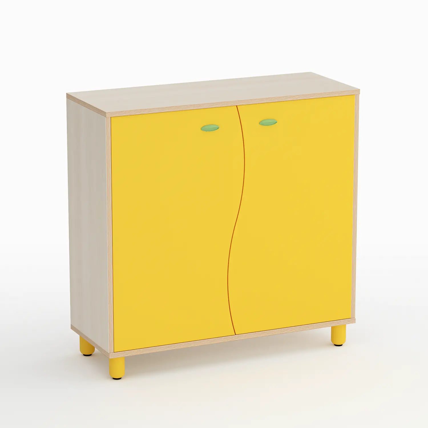 Mobile Scuola Infanzia Onda a 2 Ante Altezza 105 cm. Giallo - Conforme CAM - Arredo Nido e Infanzia
