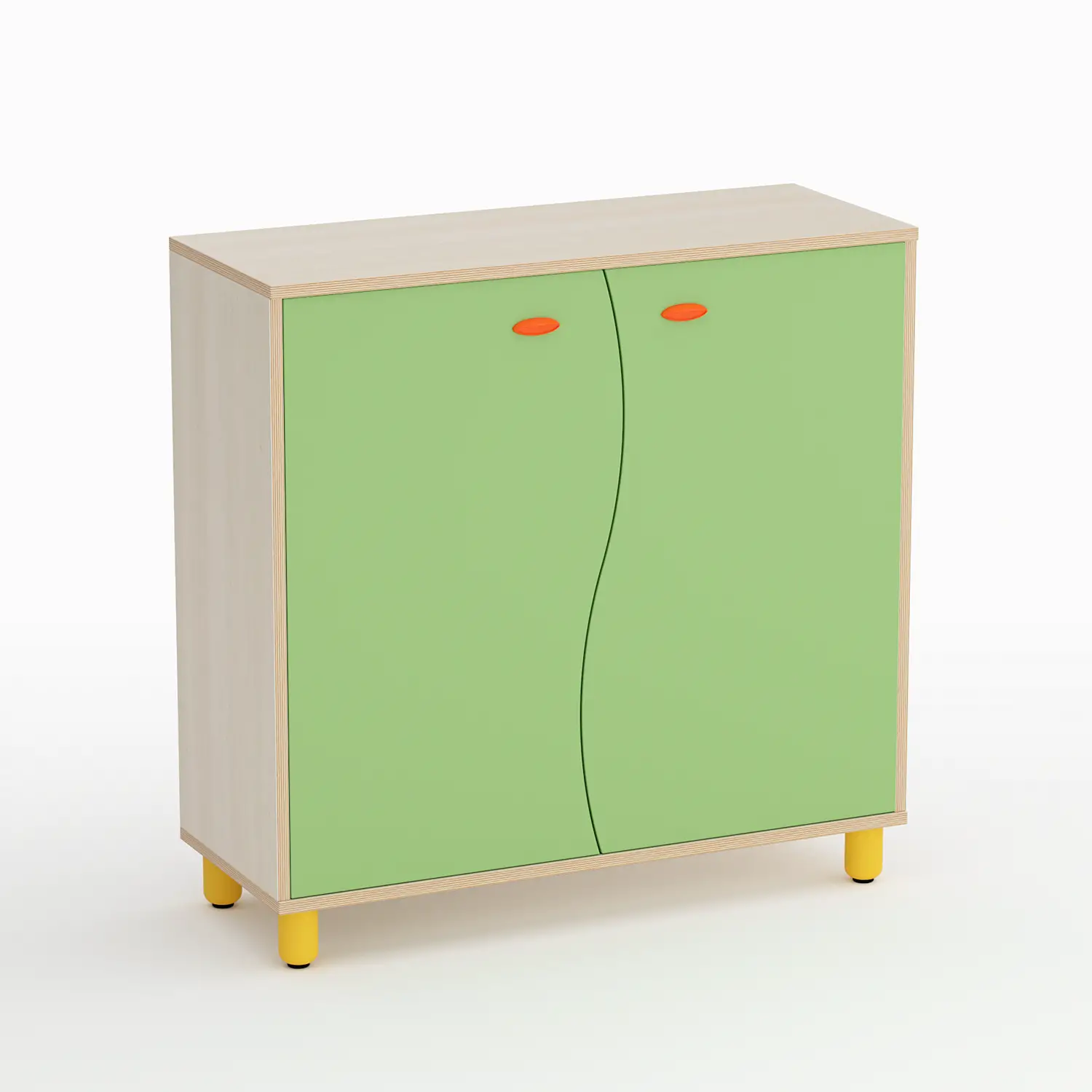 Mobile Scuola Infanzia Onda a 2 Ante Altezza 105 cm. Verde - Conforme CAM - Arredo Nido e Infanzia