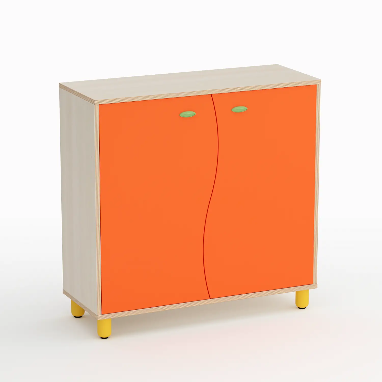Mobile Scuola Infanzia Onda a 2 Ante Altezza 105 cm. Arancio - Conforme CAM - Arredo Nido e Infanzia