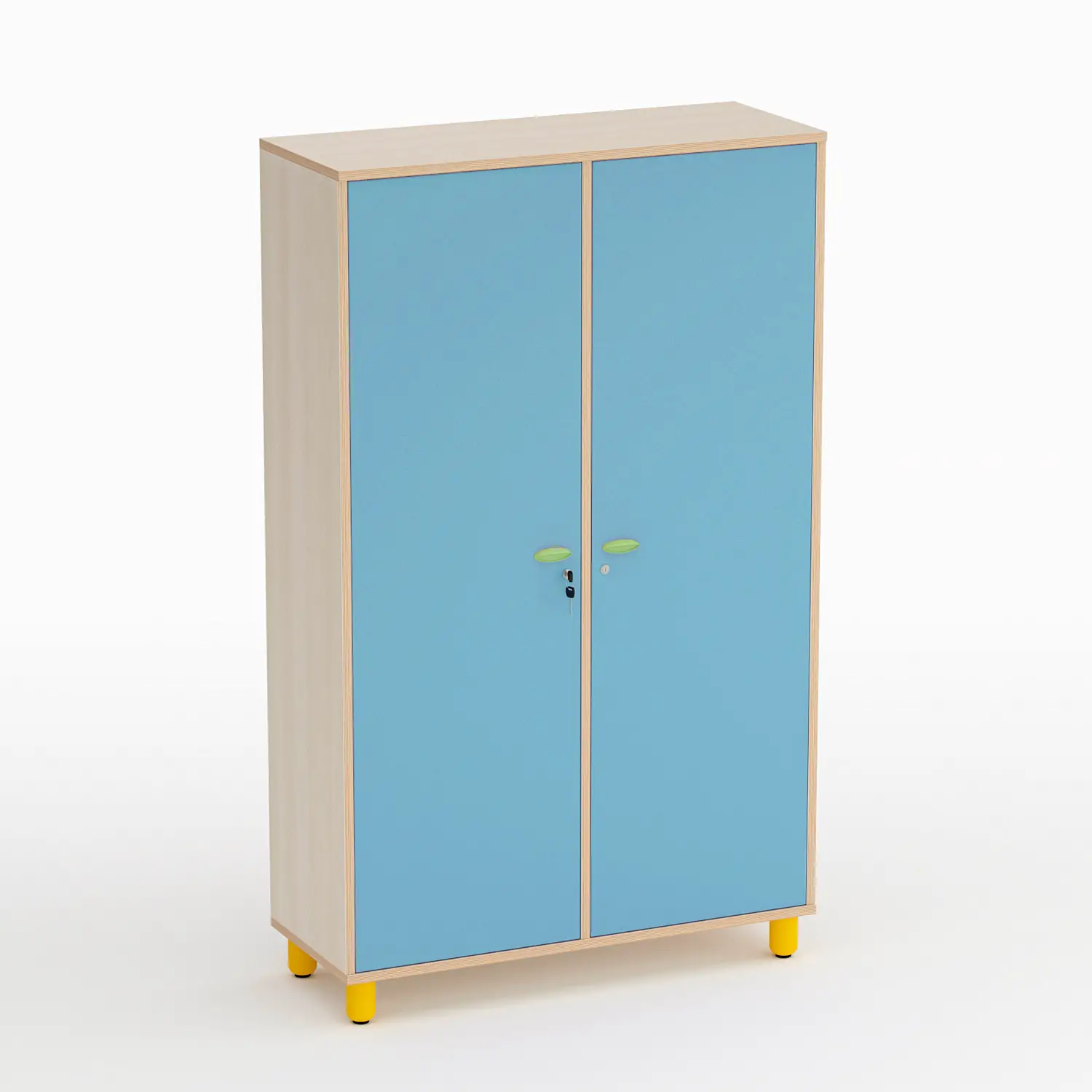 Mobile Scuola Infanzia Onda a 2 Ante Altezza 174 cm. Blu Orizzonte - Conforme CAM - Arredo Nido e Infanzia