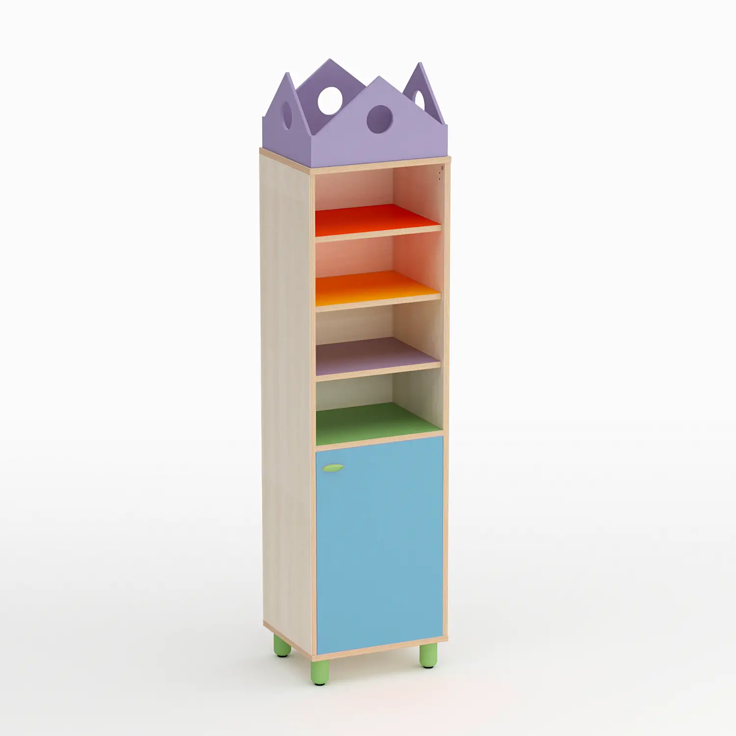Mobile Scuola Infanzia Onda Colonna Anta Bassa Destra Blu Orizzonte - Conforme CAM - Arredo Nido e Infanzia