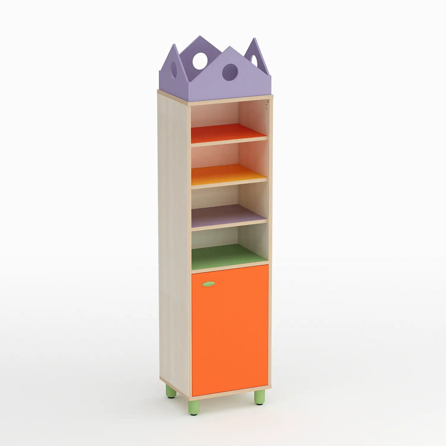 Mobile Scuola Infanzia Onda Colonna Anta Bassa Destra Arancio - Conforme CAM - Arredo Nido e Infanzia