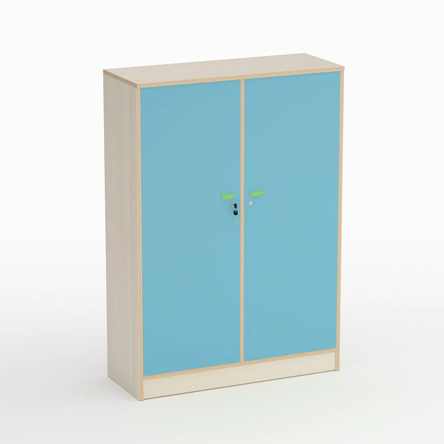 Mobile Scuola Forma con Ante Blu Orizzonte - 4 Vani e Appendiabiti – Conforme CAM - Arredo Nido e Infanzia