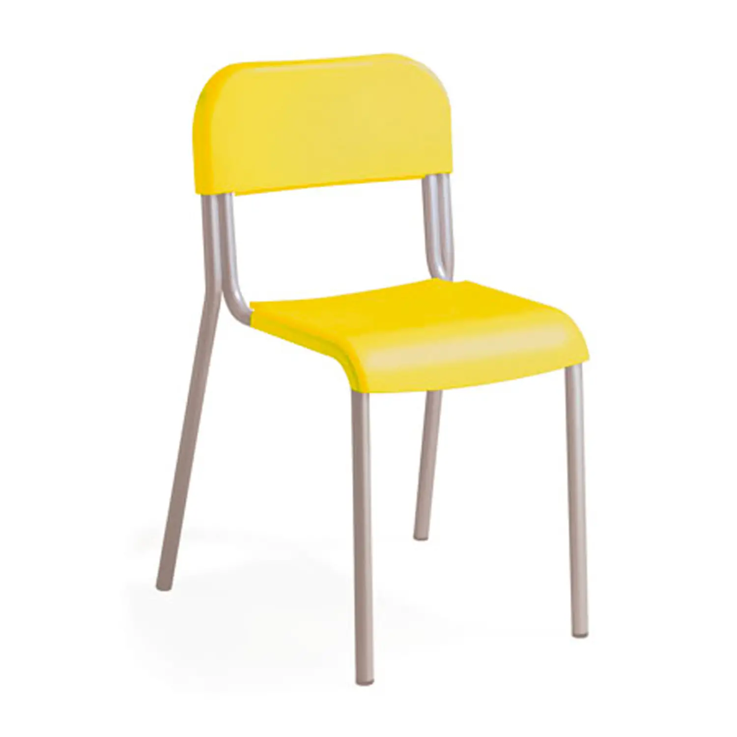 Sedia Impilabile Sara, Struttura Grigia, Seduta H 46 Cm. Giallo Per Ambienti Scolastici - Sedie in plastica