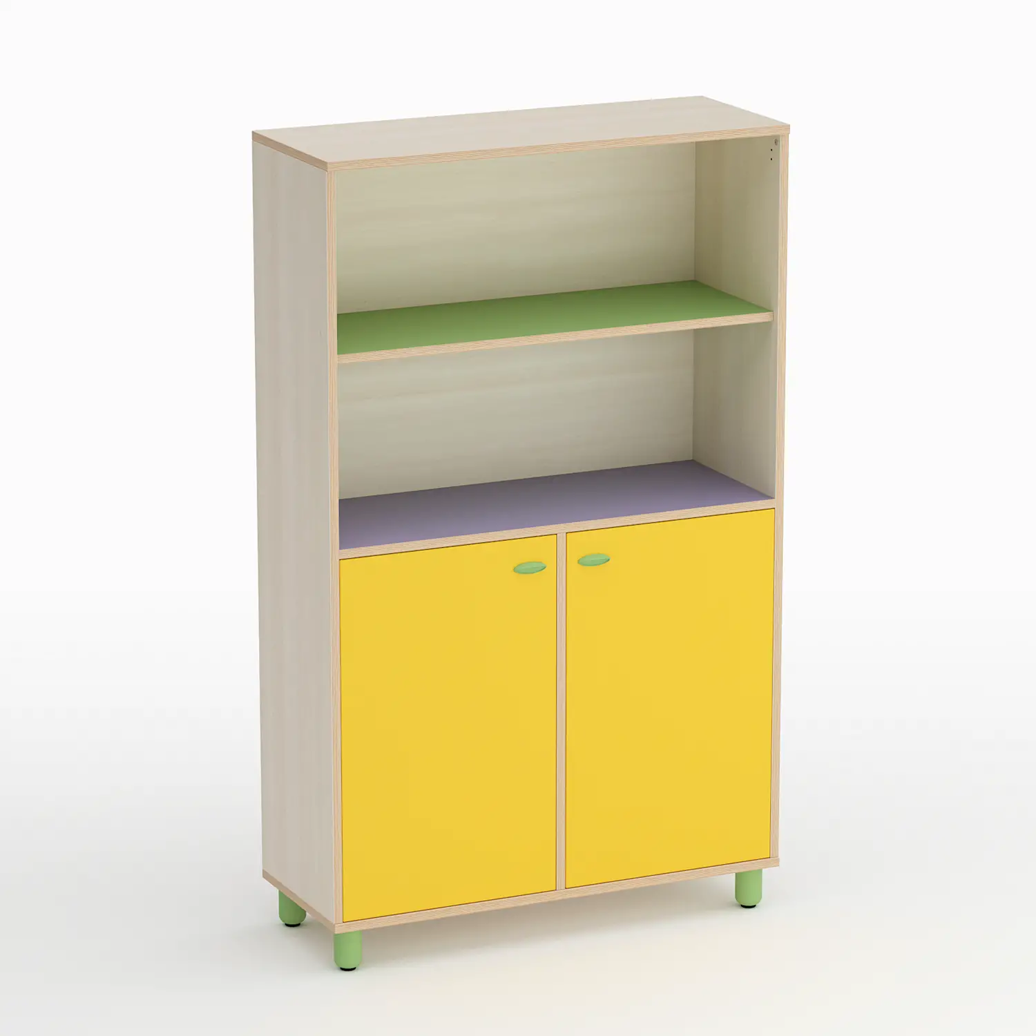 Mobile Scuola Infanzia Onda con 2 Ante Basse Giallo - Conforme CAM - Arredo Nido e Infanzia