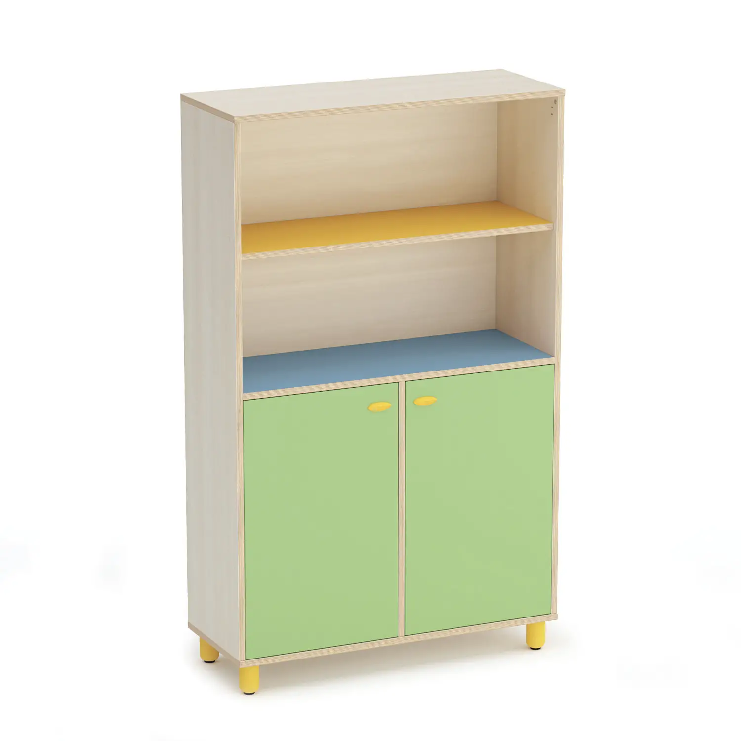 Mobile Scuola Infanzia Onda con 2 Ante Basse Verde - Conforme CAM - Arredo Nido e Infanzia