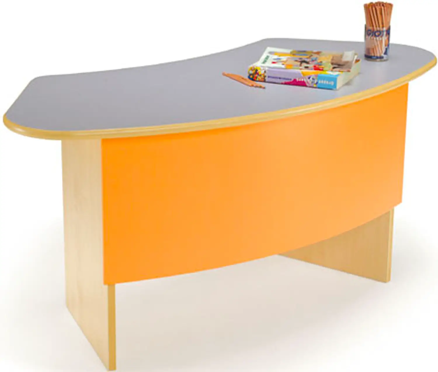 Cattedra Scuola Onda con Paratia Curva e Piano Glicine - Cattedre e tavoli lavoro