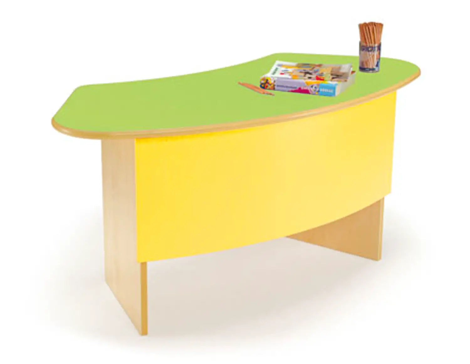 Cattedra Scuola Onda con Paratia Curva e Piano Verde - Cattedre e tavoli lavoro