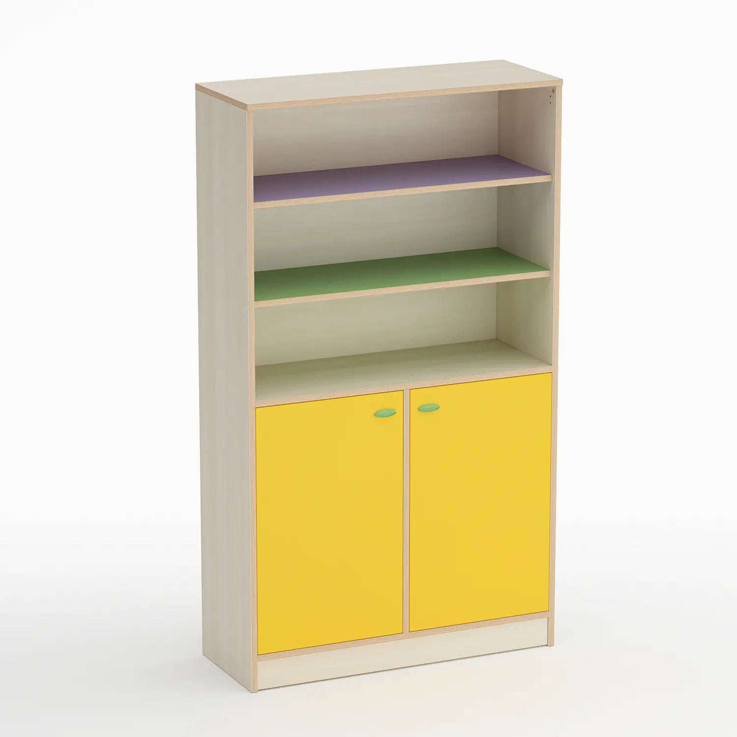 Mobile Scuola Infanzia Forma Armadio 2 Ante Basse Giallo - Conforme CAM - Arredo Nido e Infanzia