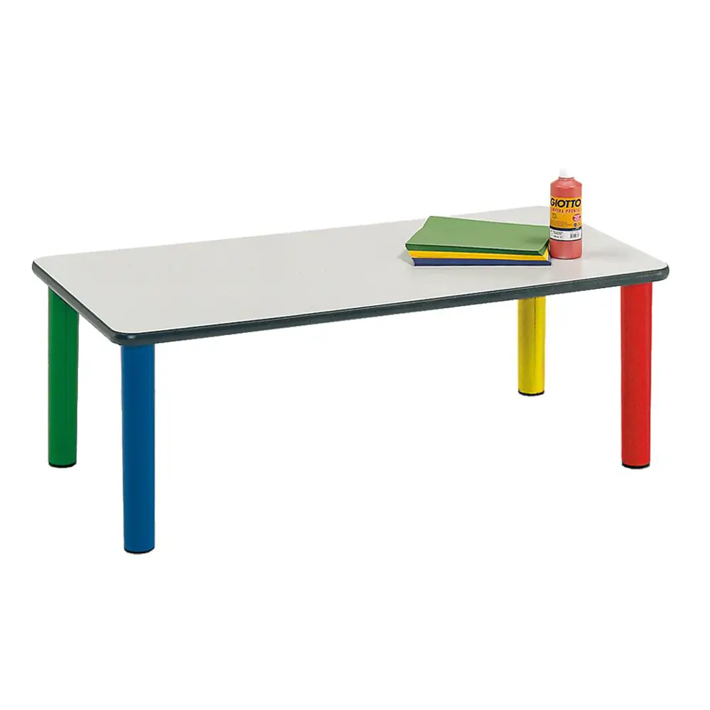 Tavolo Scuola Infanzia Color Rettangolare Misura 1 Gambe 4 Colori - Cattedre e tavoli lavoro
