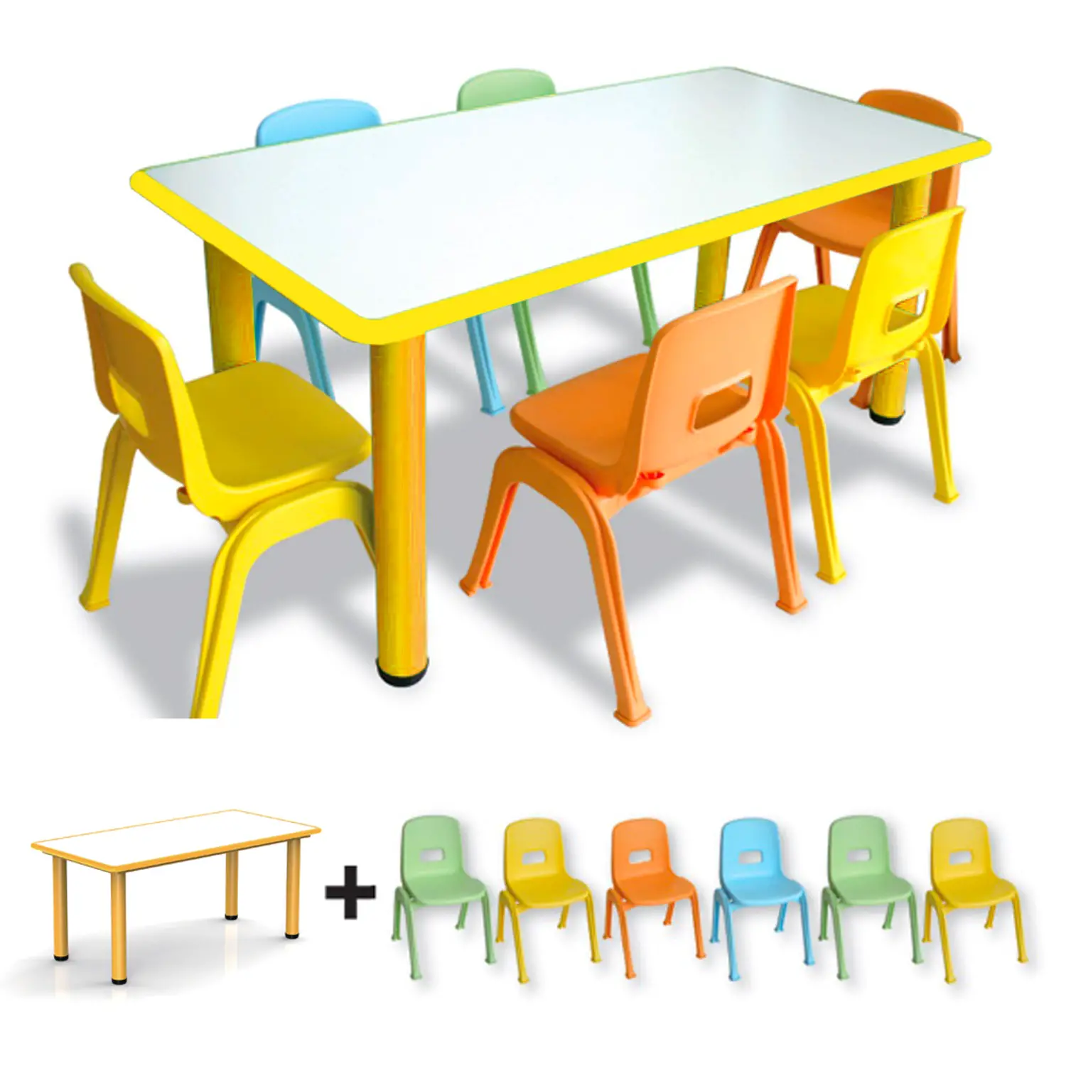 Tavolo e Sedie Bambini Scuola Infanzia Ergo Kit Giallo - Arredo Nido e Infanzia