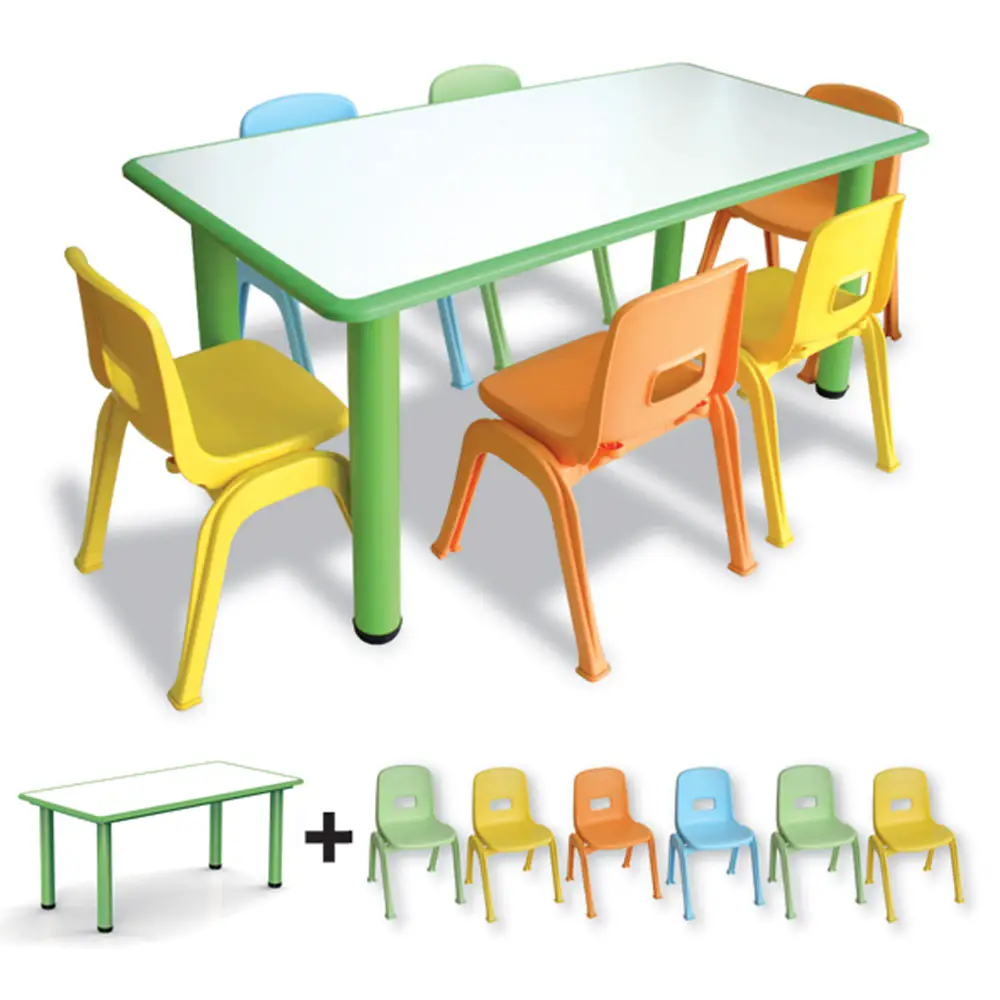 Tavolo e Sedie Bambini Scuola Infanzia Ergo Kit Verde - Arredo Nido e Infanzia