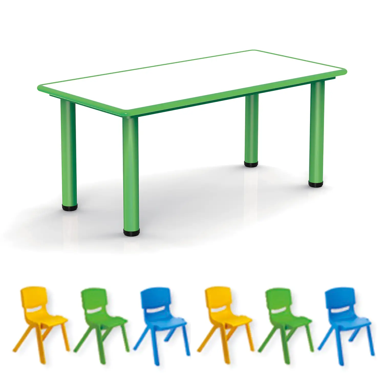 Tavolo e Sedie Bambini Scuola Infanzia e Primaria, Child Kit Verde - Conforme CAM - Arredo Nido e Infanzia