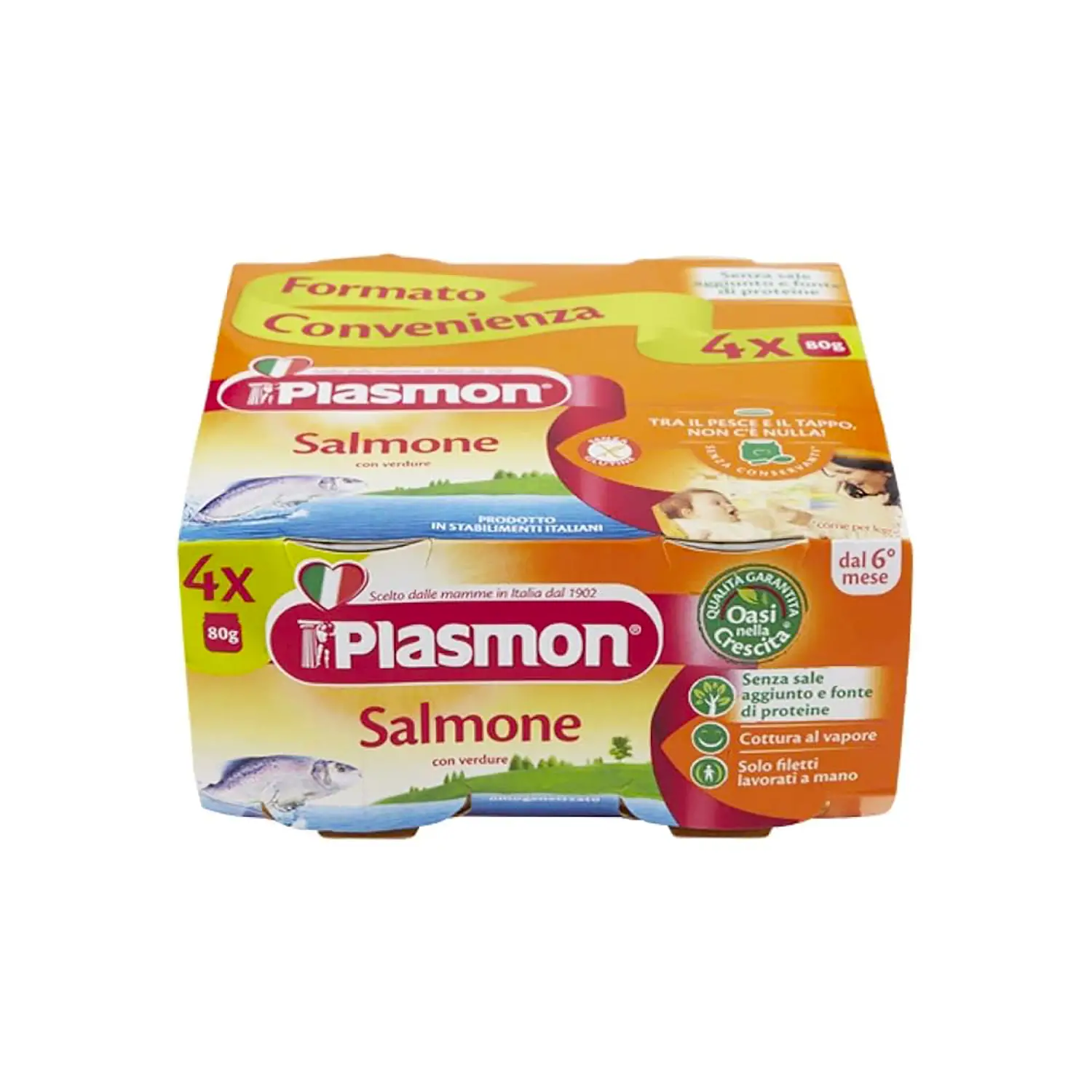OMOGENEIZZATO PESCE 4X80 GR. SALMONE CON VERDURE - omogeneizzati