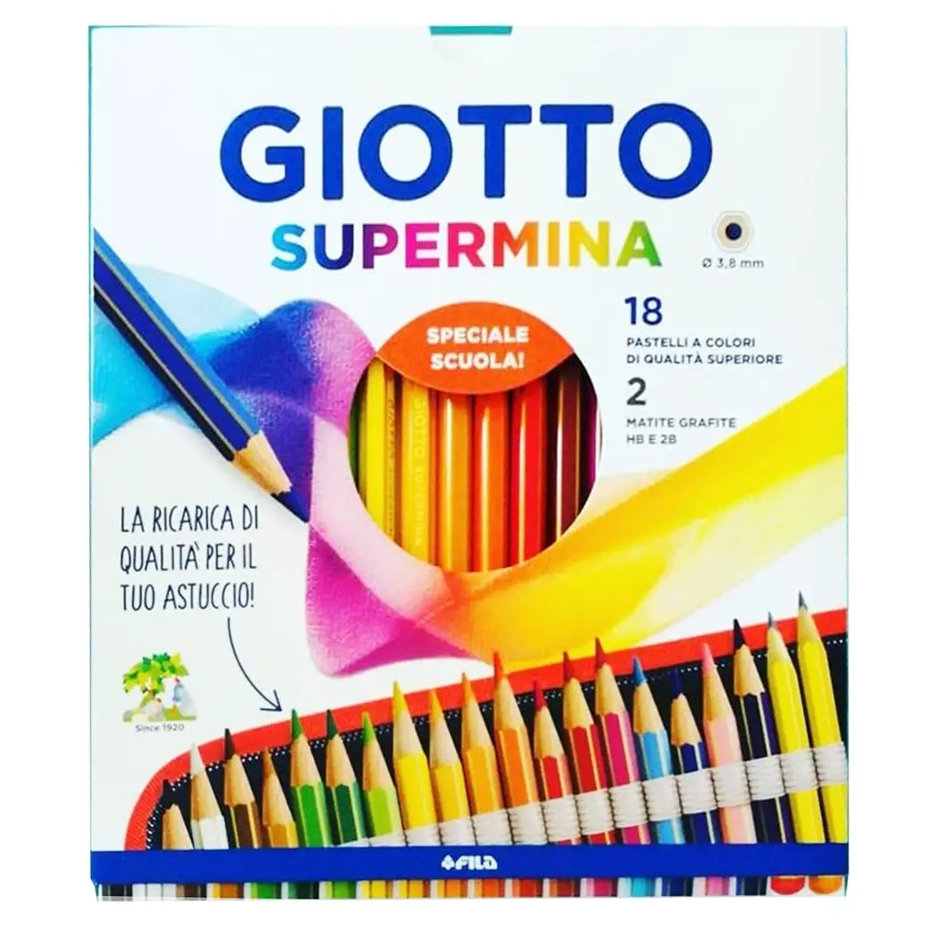 Pastelli Giotto Supermina - Astuccio 18 Colori - Pastelli