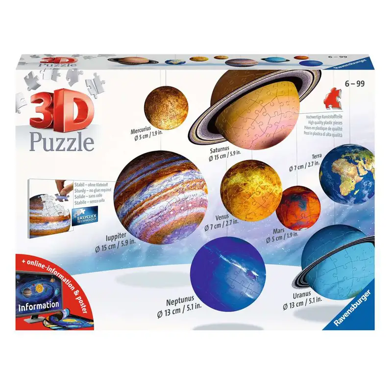 Puzzle 3D Sistema Planetario – 522 Pezzi - puzzle 3d