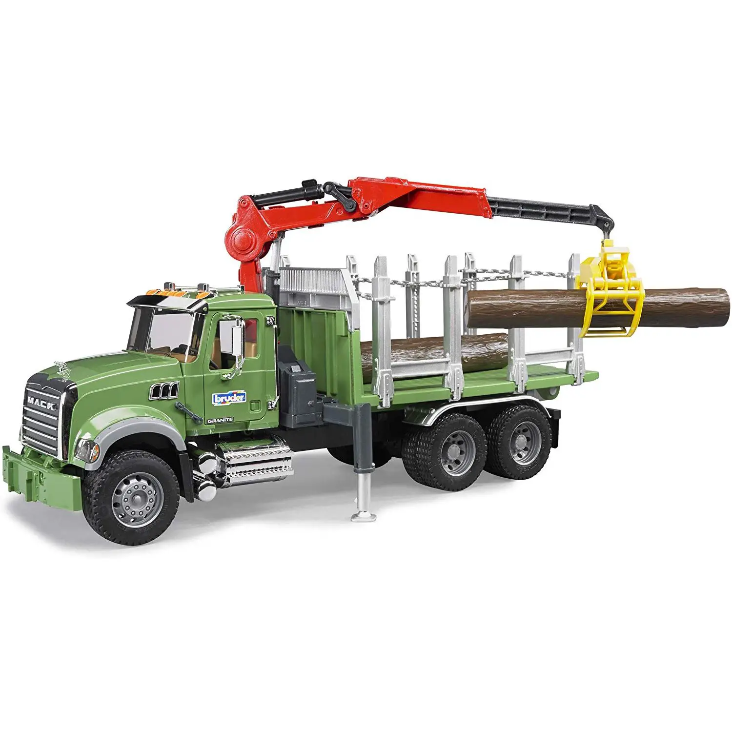 Mack Camion Granite Con Gru Di Carico Tronchi • Bruder 02824 - modellini